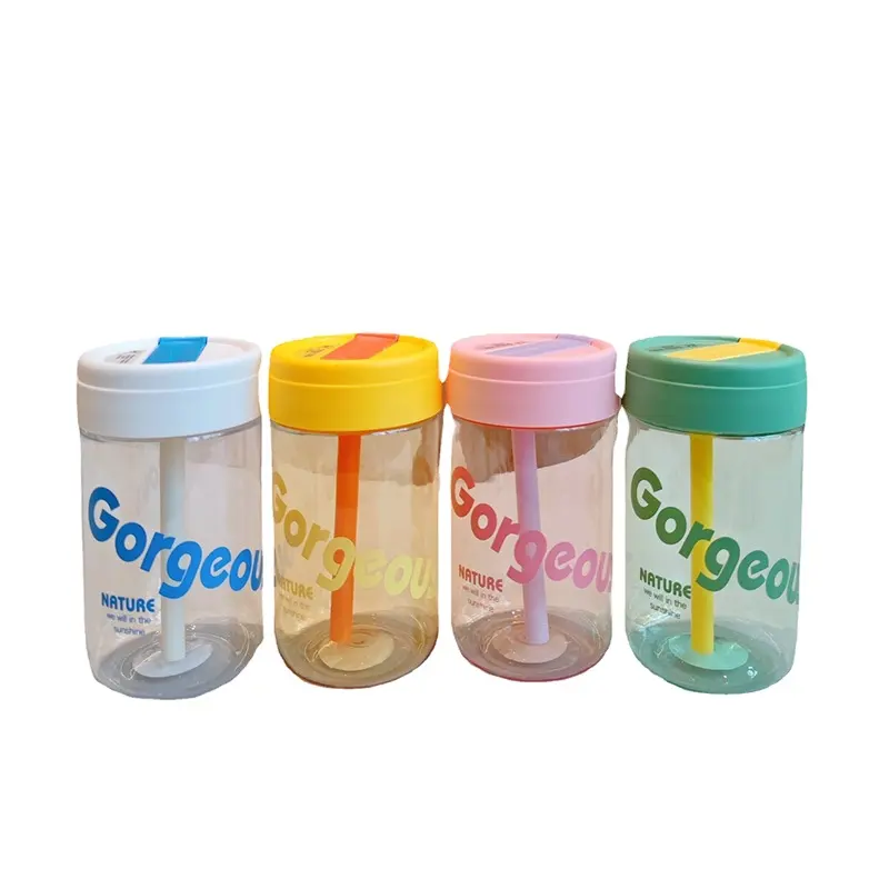 600ML Heat Resistant Coffee Cups with Lid Good Sealing Fall Food Grade Water Bottle with Letter Pattern Home Supply Bottle