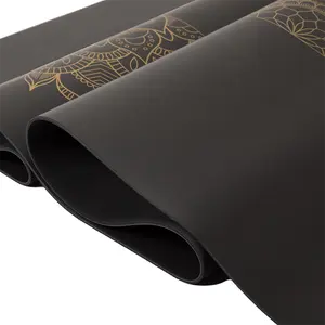 2024 eco-friendly Non antiscivolo riciclare durevole forma ad arco curvo LOGO personalizzato stampato UV oro nero PU gomma naturale tappetino Yoga