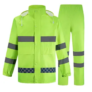 Duas peças adultos mens impermeável oxford High Visibility Safety Rain suit Jacket Pants Reflective Rain Coats reflexivo raincoat