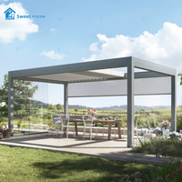 Pergola Bioclimatique Motorisée Moderne en Aluminium avec Murs Latéraux Amovibles, Étanche et Écologique pour la Plage - Sweet Home
