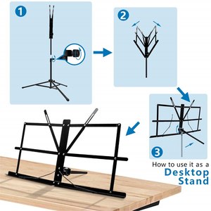 Soporte de música 2 en 1 Soporte de <span class=keywords><strong>partituras</strong></span> plegable de doble uso Soporte de libro de escritorio Portátil y ligero - Product Image 3