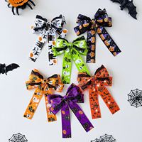 Barrettes à cheveux d'Halloween pour filles, avec motifs citrouille, fantôme, chauve-souris et longues nœuds, accessoires pour fêtes cosplay d'Halloween pour enfants