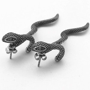 yunnique Titanium Steel Snake <b>Stud</b> <b>Earrings</b> With Diamond Eyes Animal Zodiac Design For Men And Women - Product Image 1