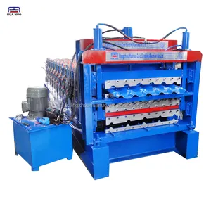 Mesin Bangunan Kualitas Tinggi Tiga Lapis Glazed IBR Roof Panel Tile Cold Roll Form Making Machine