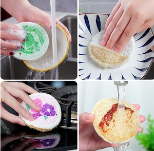 Phim Hoạt Hình In Gỗ Bột Giấy Bông Sợi Mướp Miếng Bọt Biển Thiết Kế Mới Đa Chức Năng <span class=keywords><strong>Cellulose</strong></span> Loofa Hộ Gia Đình Rửa chén Làm Sạch Nguồn Cung Cấp - Product Image 6