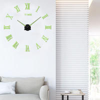 REIDA Horloge Murale Lumineuse 3D DIY en Acrylique avec Chiffres Romains, Horloge à Quartz, Autocollant Mural Miroir pour Décoration de Salon et Chambre