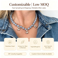 Collar con Colgante de Inicial de Acero Inoxidable, Collares de Moda con Cuentas Grandes de Piedra Natural y Cristal para Mujer, Joyería Diaria