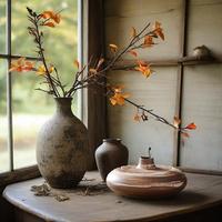 Vas Meja Keramik Porselen Antik Gaya Jepang Wabi-Sabi Berkualitas Tinggi, Dibakar di Tungku, Dekorasi Rumah Vintage Shabby