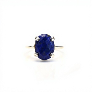 Bague Vintage pour Femme en Argent Sterling 925 Massif, Sertie d'un Lapis Lazuli Naturel Ovale, Faite à la Main, Meilleure Vente - Product Image 1