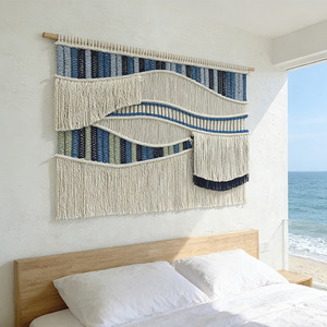 Decorazione <span class=keywords><strong>da</strong></span> Parete in Macramè con Frange Ondulate e Accenti in Legno Naturale, Produzione OEM/ODM per Interni Domestici - Product Image 1
