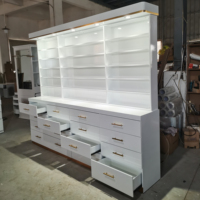 Meuble de salon de manucure de haute qualité, design moderne, couleur blanche, avec éclairage LED, support à vernis à ongles sur pied avec tiroirs