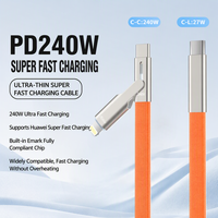 Câble de charge rapide 2 en 1 PD 240W en silicone liquide Type C vers Type C avec puce Emark 1,8 m pour téléphone, tablette, ordinateur portable