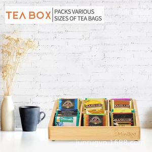 Wooden <b>Tea</b> Bag Organizer Multi Compartment Kitchen Drawer Storage <b>Box</b> For <b>Tea</b> Coffee Bags Solid Wood Rectangular Standing Type - Product Image 1