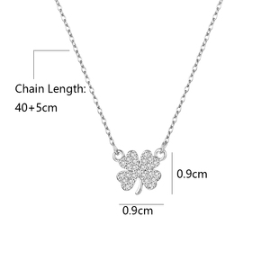 Collana con Ciondolo Quadrifoglio in Acciaio Inossidabile per Donna, Placcata in Rodio e Oro 18K, Trendy e Luminosa, Portafortuna per San Valentino - Product Image 2
