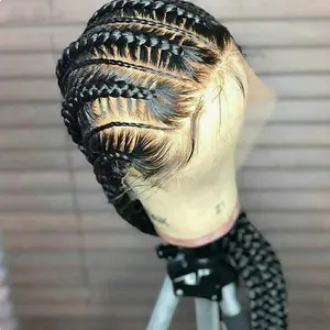 Full Lace Braided Wigs for Black Woman Glueless 360 Lace Frontal Wig Pre Plucked Full Lace Human Hair Wig with Baby Hair