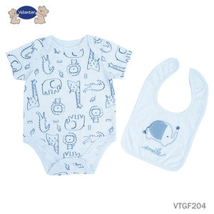 ชุดรอมเปอร์ผ้าฝ้ายสำหรับเด็กแรกเกิด ลายการ์ตูนน่ารัก แขนสั้น พร้อมผ้ากันเปื้อน สำหรับฤดูร้อน - Product Image 2