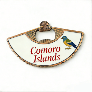 Souvenir touristique <span class=keywords><strong>des</strong></span> îles <span class=keywords><strong>Comores</strong></span>, aimant de réfrigérateur personnalisé en forme d'éventail en alliage de zinc - Product Image 5