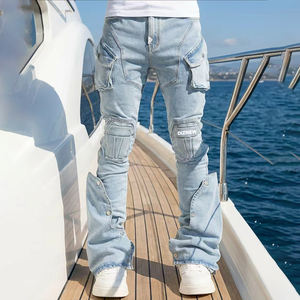 جينز رجالي ضيق من DiZNEW لعام 2025 مع جيوب متعددة وحاشية قابلة للفصل وأزرار معدنية معززة - Product Image 1