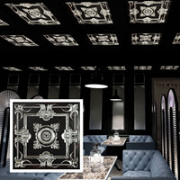 Panneaux muraux 3D carrés en PVC imitation étain ancien, imperméables, ignifuges, insonorisants, pour hôtel PL29, Argent Traditionnel