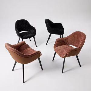 Silla <span class=keywords><strong>de</strong></span> Comedor Moderna y Elegante con Estructura Metálica, Tapizada, Duradera, <span class=keywords><strong>de</strong></span> Lujo, Giratoria, en Tela Negra y Gris, para Hotel y Restaurante - Product Image 2