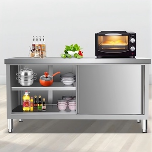 Nhà Máy OEM Thương Mại Nhà Bếp Assembleable Tủ Thép Không Gỉ Bàn Làm Việc Tủ Thực Phẩm Chuẩn Bị Bảng Với Cửa Trượt - Product Image 1