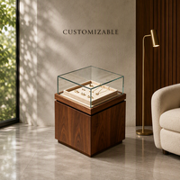 Vitrine de présentation de bijoux en bois personnalisée avec couvercle en verre, présentoir sur piédestal pour magasin de bijoux, vente en gros