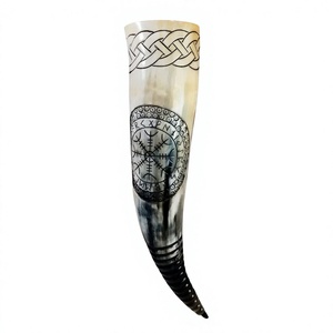 Chope à bière en corne de bœuf d'inspiration viking, 100% étanche, motif étoile, compatible lave-vaisselle et micro-ondes, avec ouvre-bouteille et support, pour la maison - Product Image 3