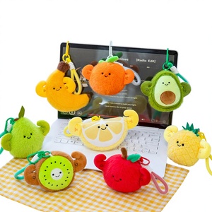Vente en gros de peluches en coton PP de 12 cm, série fruits, amusantes, pomme, <span class=keywords><strong>avocat</strong></span>, orange, jouets anti-stress, machine à griffes, peluches, porte-clés - Product Image 1