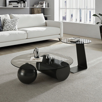 Table basse légère en verre trempé de luxe Cadre en métal Design réglable Combinaison de tables d'appoint pour canapé de salon