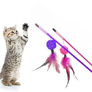 Bâton de jeu interactif pour chat avec balle en corde de nylon, pour chatons et chats adultes, avec balle en corde colorée pour la poursuite et le jeu - Product Image 1