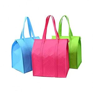 Sac isotherme personnalisé en non-tissé à bas prix, sac fourre-tout jetable écologique pour plats à emporter, sac à déjeuner thermique isolé en feuille d'aluminium avec motif lettres - Product Image 2