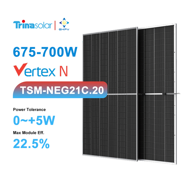Trina Topcon Solar Panels Vertex N Type NEG 21C.20 675W 680W 690W 695W 700W Bifacial Solarpanel PV Module TSM-NEG21C.20