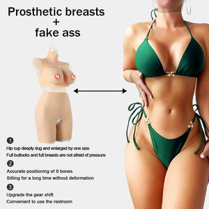Conjunto de prótesis mamaria con prótesis mamaria de silicona y almohadilla de cadera abierta en la entrepierna de silicona, pantalones, disfraz de Cosplay transgénero - Product Image 2