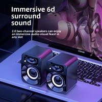 Haut-parleur d'ordinateur de bureau filaire compact avec subwoofer, basses puissantes, crossover bidirectionnel 5-10W, couleur unie, pour jeux