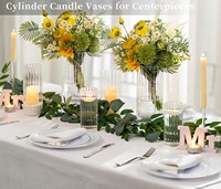 Centres de table décorations cylindre en verre côtelé bougeoirs pilier clair ouragan bougie pot flottant bougie Vases