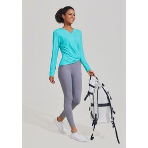 PinSpark Haut de yoga à manches longues et col en V pour femme, avec torsion sur le devant, anti-transpiration, pour l'entraînement - Product Image 5