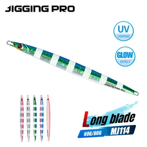 Jigging Pro หล่อยาว Jigging เหยื่อสําหรับ Snapper น้ําเค็มโลหะ Jig ล่อ 60g 80g ตะกั่วตกปลาล่อ