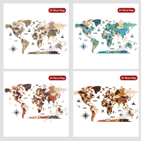 Mapa del Mundo de Madera 3D Personalizado, Decoración de Pared Multicapa, Regalo para el Hogar, la Oficina y Viajes