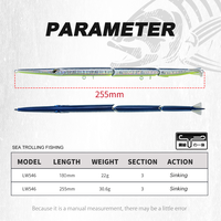Leurre de pêche en eau salée le plus performant : Jig métallique 30,6g 255mm, leurre de traîne multi-articulé 3 sections, leurre artificiel coulant type Swimbait