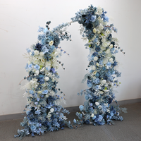 Ensemble d'arches de fleurs artificielles en soie bleues et blanches, centre de table de mariage, toile de fond de cérémonie, décoration de réception de banquet