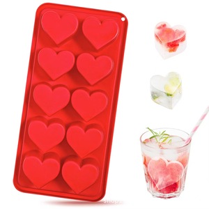 Vendita calda 10 cavità 3D a forma di cuore in Silicone stampo per ghiaccio antiaderente vassoio per la cottura di cioccolato caramelle stampi whisky bevande - Product Image 1