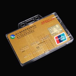 ハードPC垂直透明プラスチックアクリル<span class=keywords><strong>ID</strong></span>クレジットカードホルダープロテクター,作業用の親指スロット付き銀行カードとバッジ - Product Image 2