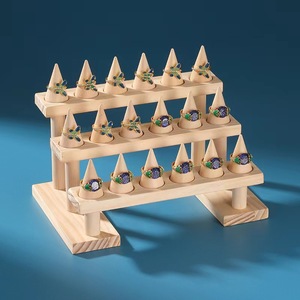 Expositor de Anillos de Madera con Múltiples Niveles, Soporte Cónico para Joyería, Organizador de Almacenamiento de Anillos, Estilo Moderno y Simple - Product Image 2