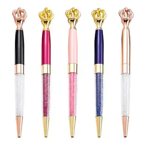 Novelty crown top crystal writing Pen wedding gift Bling shisha Pen Crystal Filled Pens with sparkles