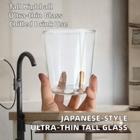 Verre Highball de style japonais ultra-fin, verre haut pour jus et boissons froides, réutilisable, compatible micro-ondes et lave-vaisselle, design moderne