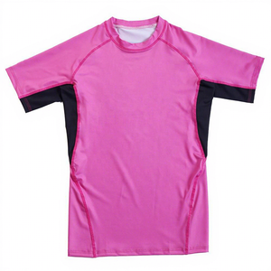 Maillot de bain unisexe à manches courtes, à séchage rapide, color-block, haut de sport pour adulte, rashguard MMA, grappling - Product Image 1