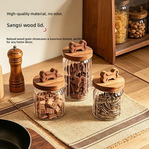 High-borosilicate Transparent Glass Airtight Jar Acacia Wood Lid Food-grade Storage <strong>Container</strong> Coffee Beans Tea Grains Resistant - Product Image 1