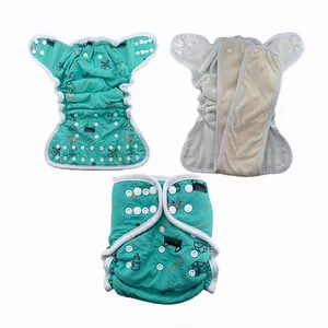 New Arrival One Size Fits All reusable fitted Diaper Printed Bamboo Spandex Baby Nappy washable fitted cloth diaper