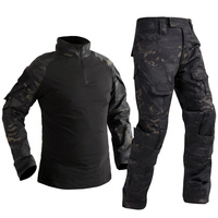 Ensemble chemise et pantalon camouflage pour homme, fermeture éclair 1/4, équipement tactique Rip-Stop pour l'entraînement en plein air et la chasse