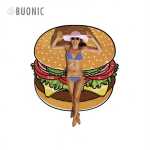 Telo mare Buonic Hamburger 128x134cm stampato, tappetino estivo da esterno per la sabbia - Product Image 1